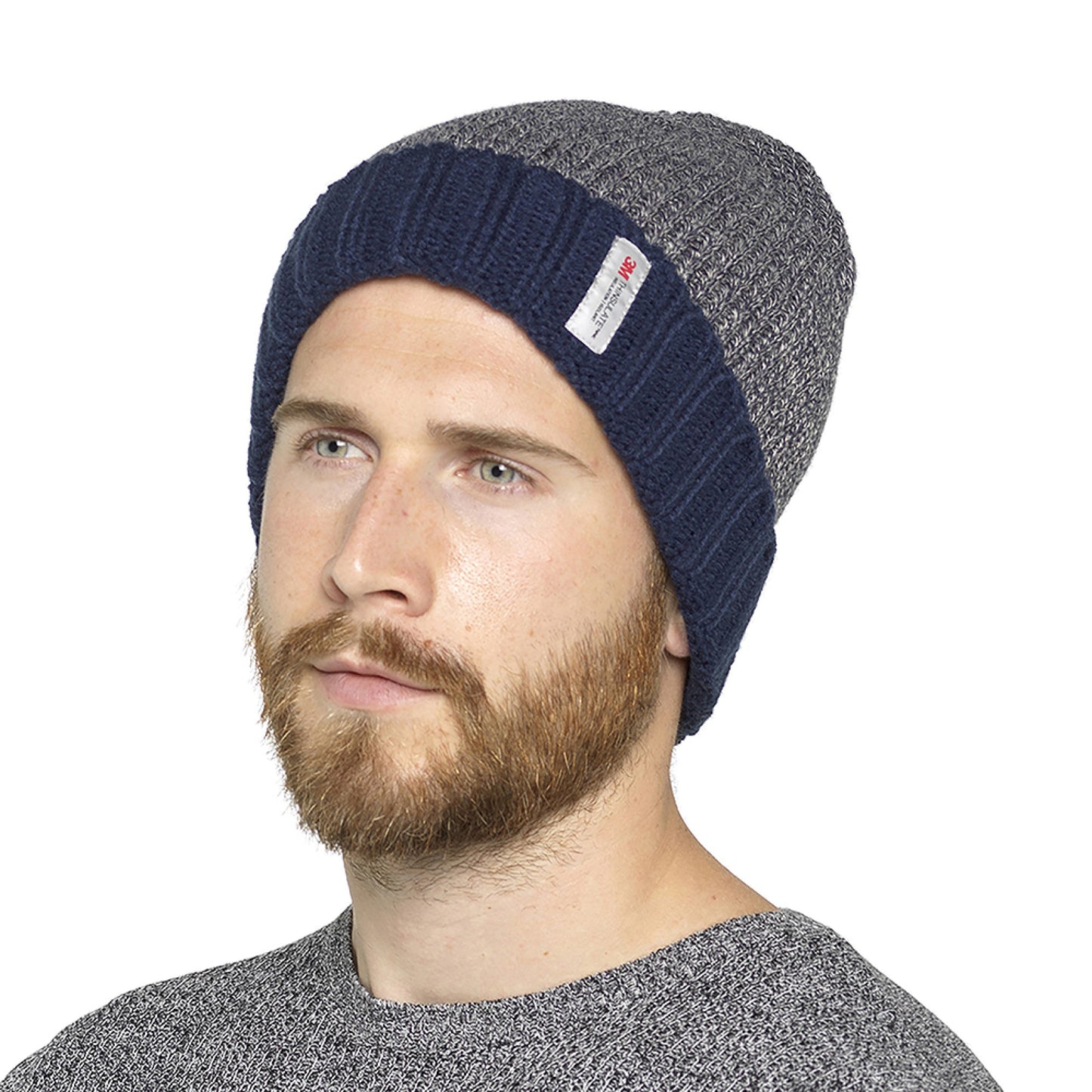Men’s Thinsulate Chunky Knit Thermal Hat & Gloves Winter Set – Blue or Black M/L