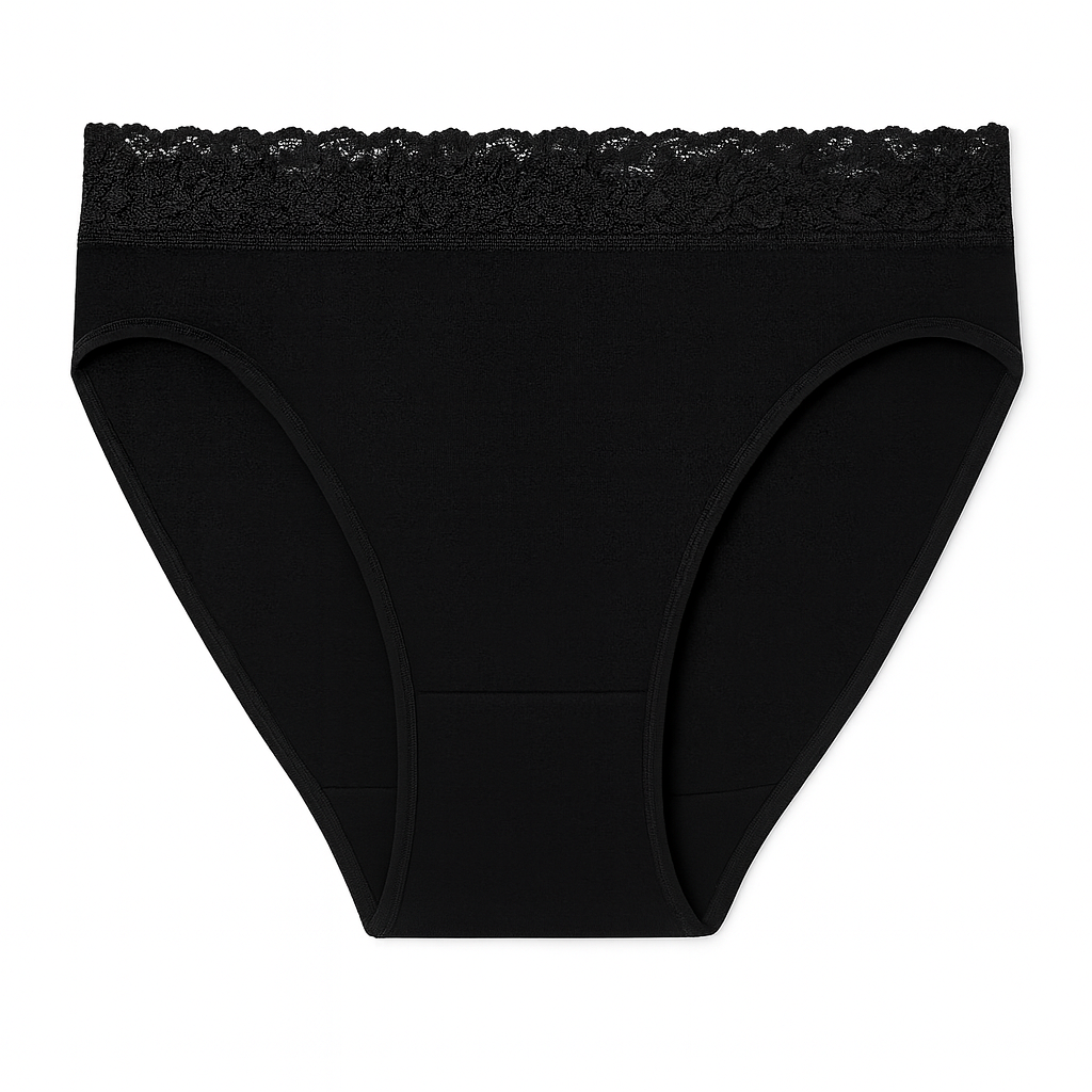 Ladies High Leg Briefs 8 Pack Soft Cotton Stretch Jersey Knickers with Lace Tops UK Sizes 10-16 Machine Washable