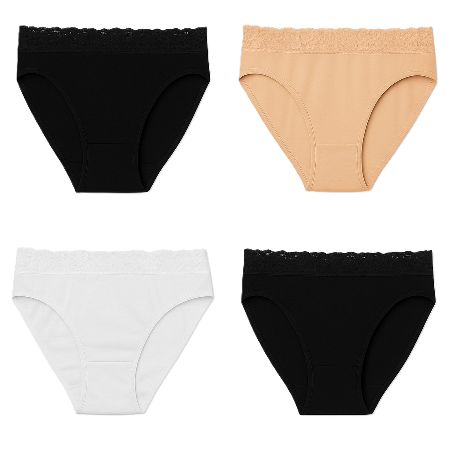 Womens High Leg Briefs Multipack Lace Trim Cotton Knickers Sizes 8-18