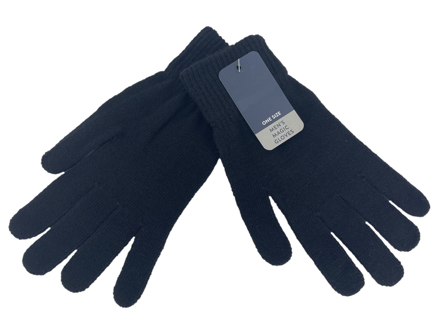 Mens Black Thermal Magic Stretch Knitted Gloves - 2, 4 or 6 Pair Packs