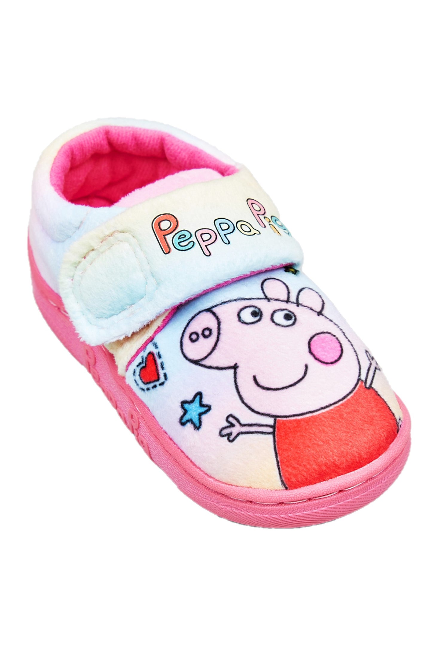 Peppa Pig Girls' Ombre Rainbow Easy Close Pink Slippers