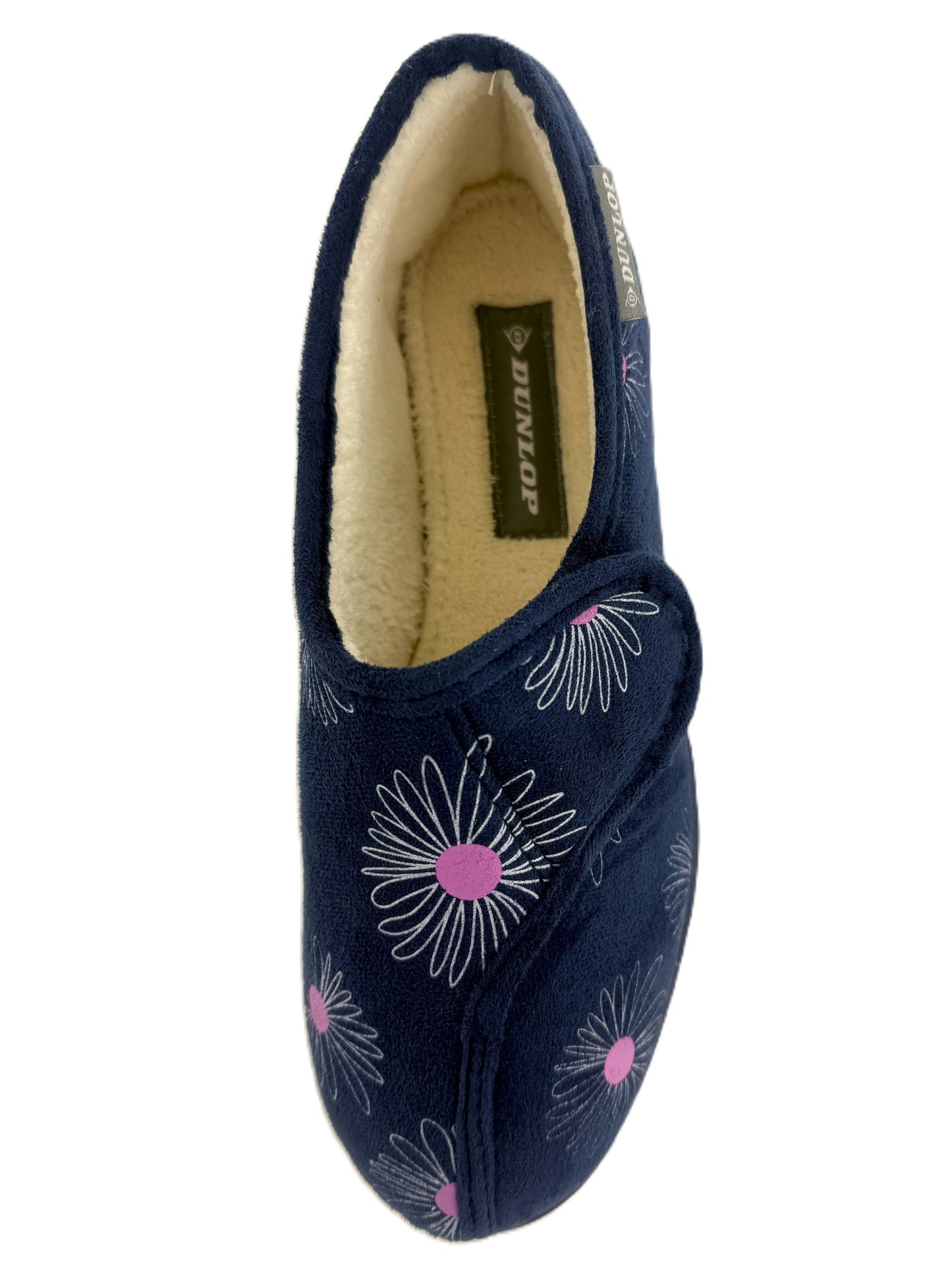 Dunlop Ladies' Memory Foam Slippers Daisy Print - Easy Access - Adjustable Strap - Machine Washable - UK 3-8 - Blueberry or Plum