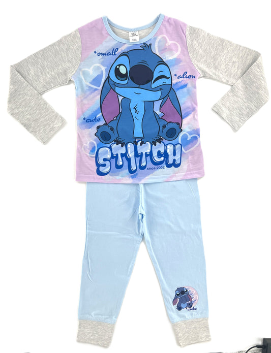 Disney Stitch Girls Pyjamas Set – “Small, Cute, Alien”, Ages 5-12 Years