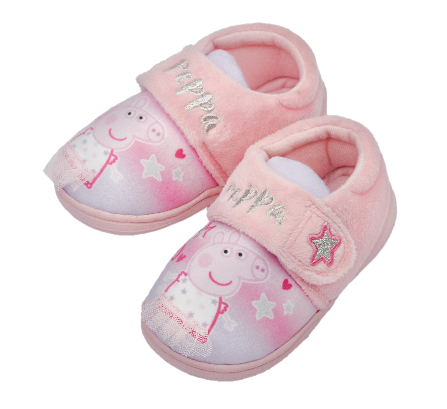 Peppa Pig Girls' Pink Slippers with Adjustable Touch-and-Close Strap