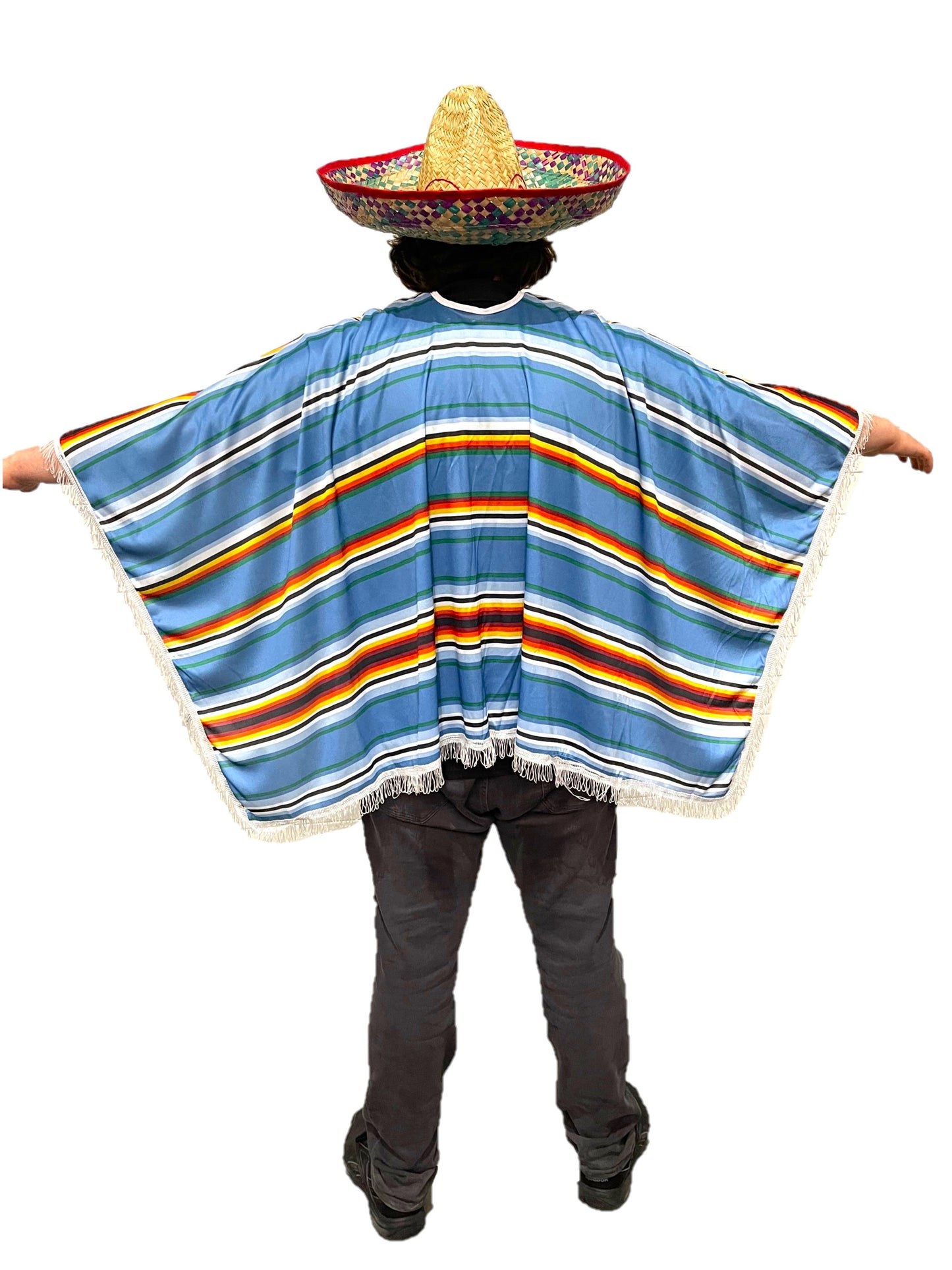 Men's Mexican Wild West Poncho Fancy Dress Costume