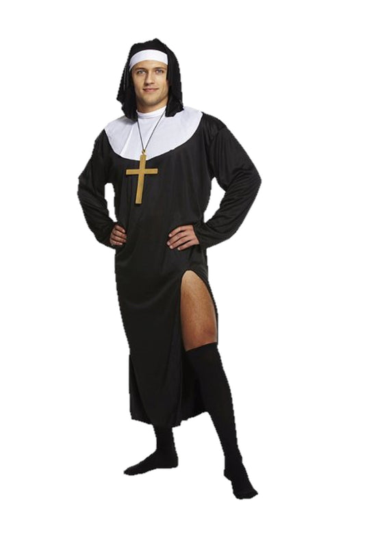 Adult Male Nun Fancy Dress Costume With Large Cross
