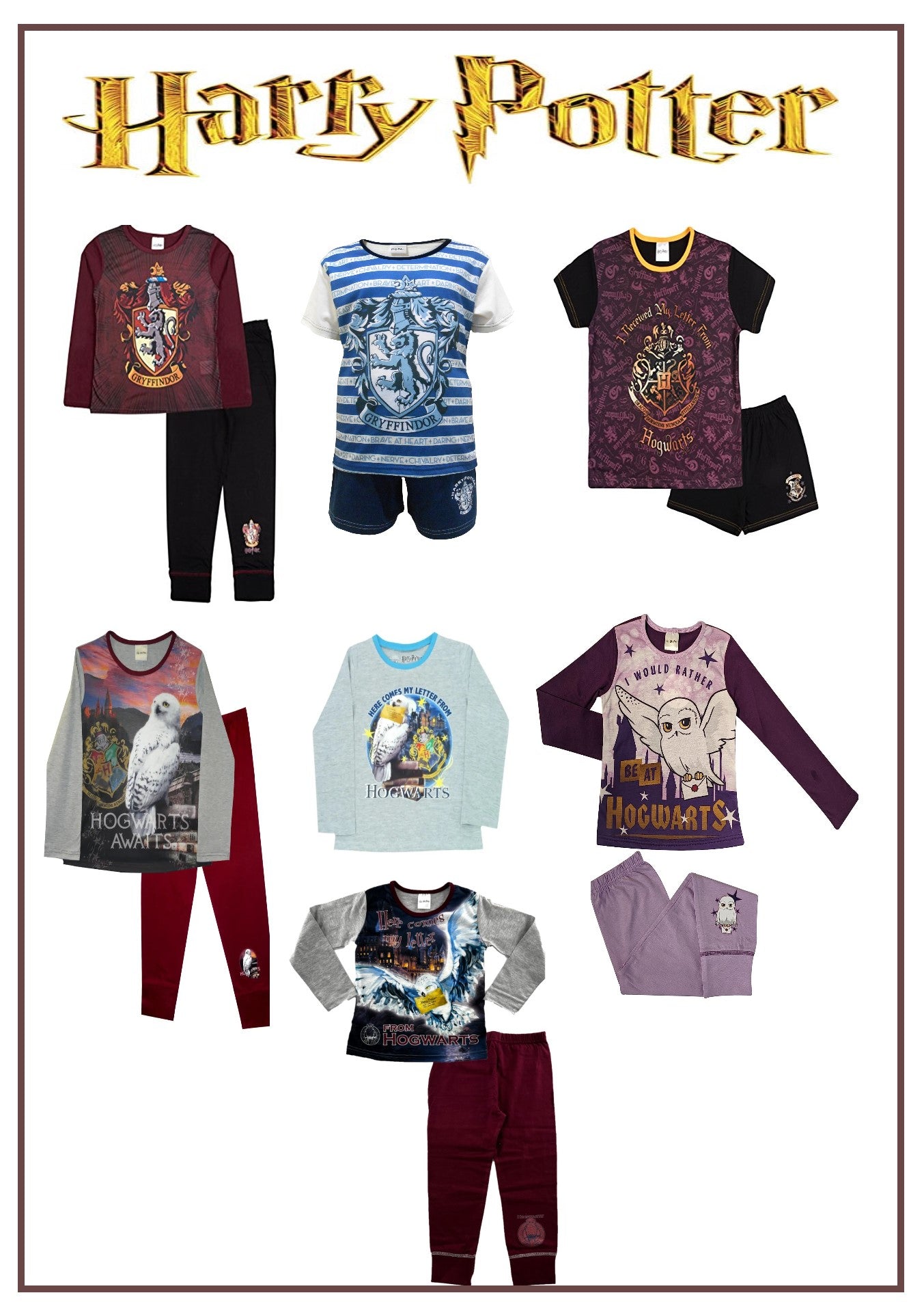 Harry Potter Girl’s Pyjamas 5-12 Years, Several Designs and Style PJ Gift Idea