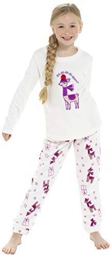 Girls Fa La La Llama Micro Fleece Pyjamas – Super Soft Winter Sleepwear