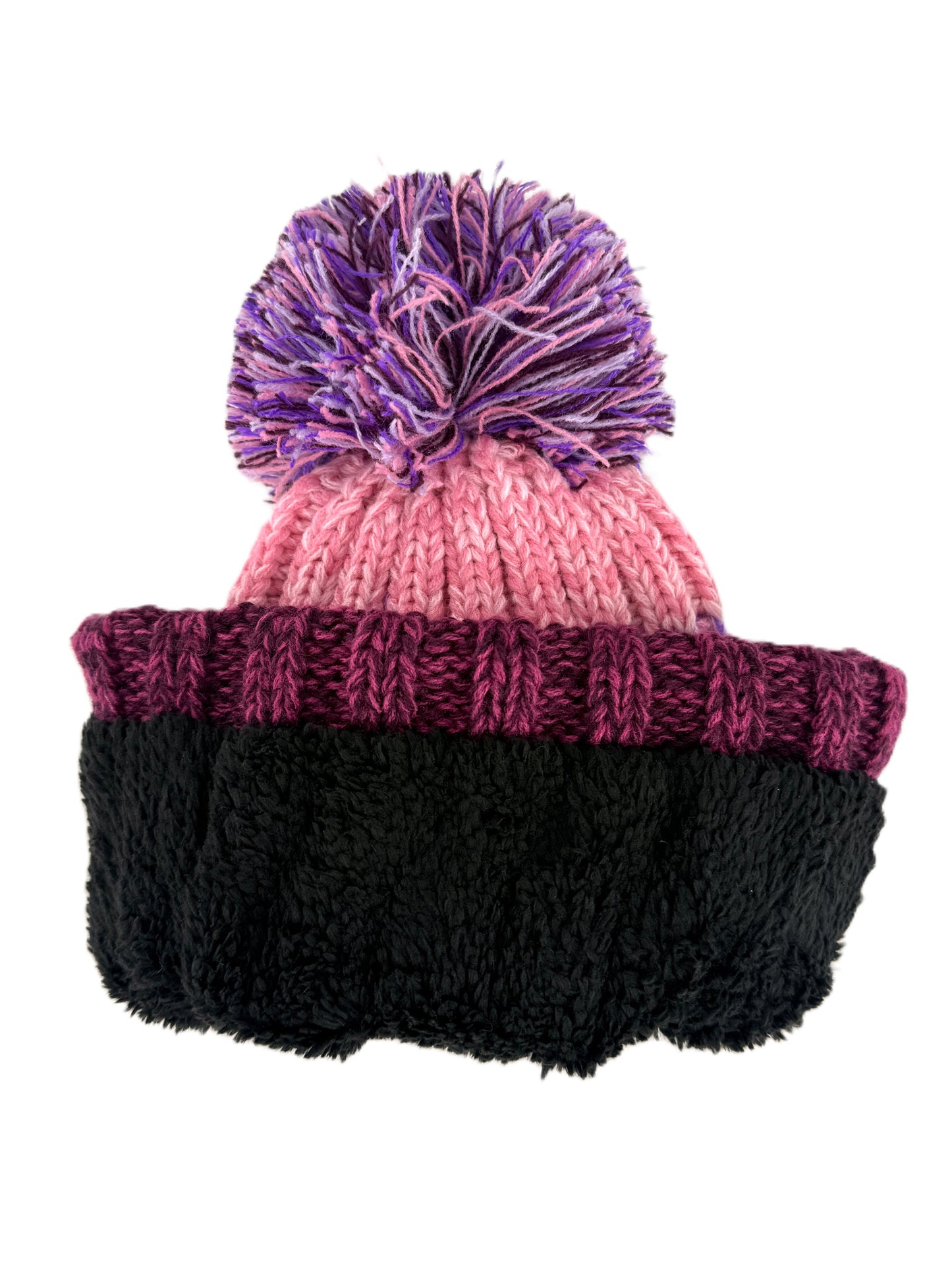 Ladies Fleece Lined Beanie Pom Pom Warm Knitted Winter Sherpa Cosy Hat