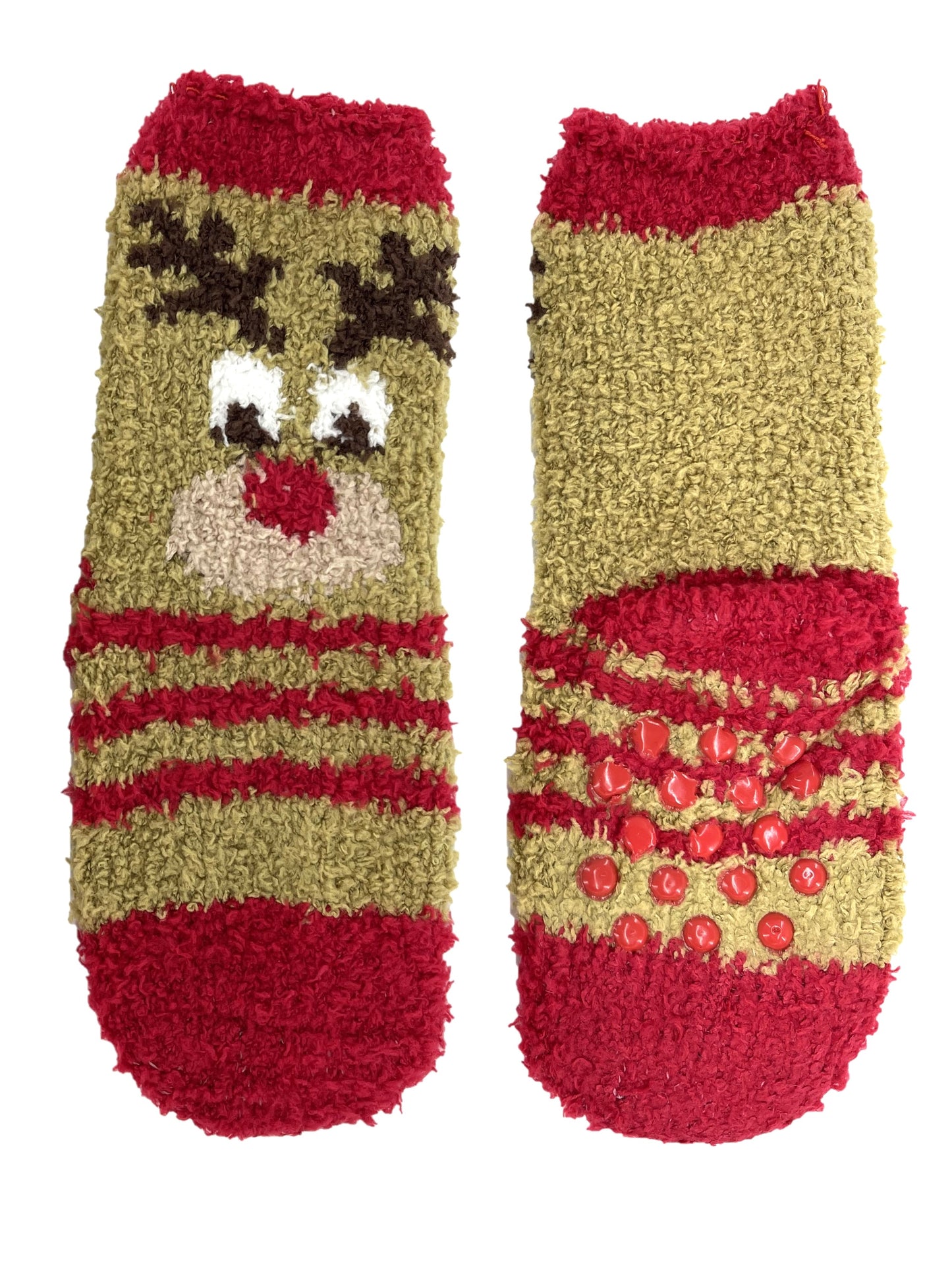3 Pack Baby Christmas Gripper Socks Cosy Supersoft Fluffy Xmas Patterned Non-Slip Pram Socks