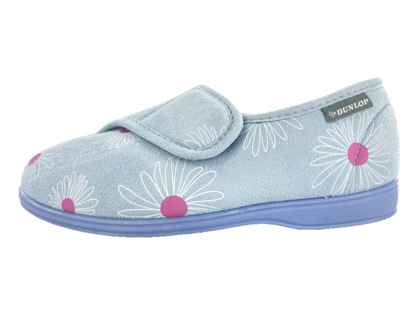 Dunlop Ladies' Memory Foam Slippers Daisy Print - Easy Access - Adjustable Strap - Machine Washable - UK 3-8 - Blueberry or Plum