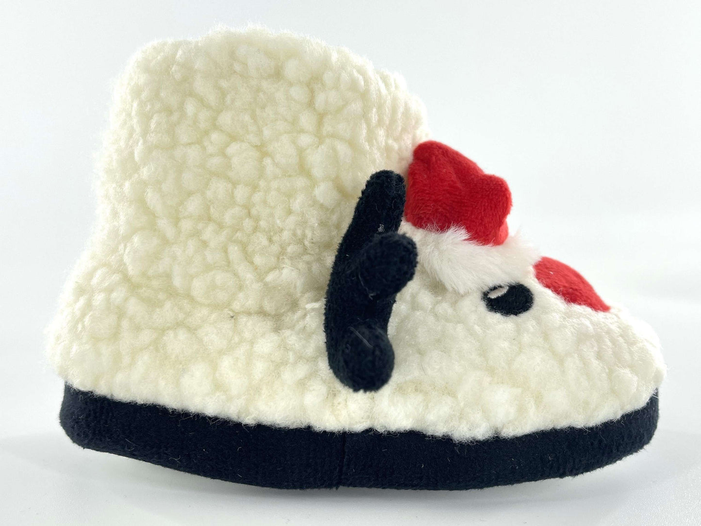 Toddler Christmas Slippers Boys Girls Rudolph with Santa Hat Design Faux Sheepskin