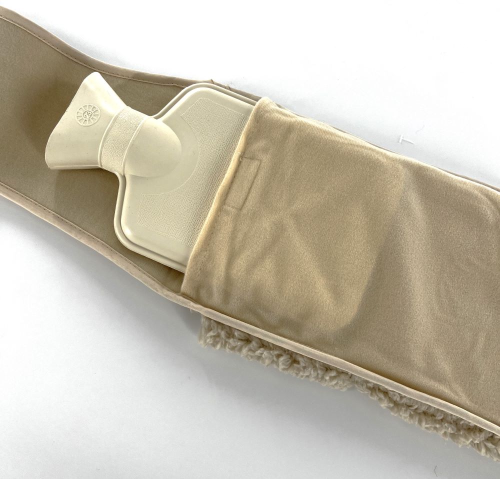 Fleece Waist Wrap Hot Water Bottle & Cover 1lt Choose Grey, or Brown Bear