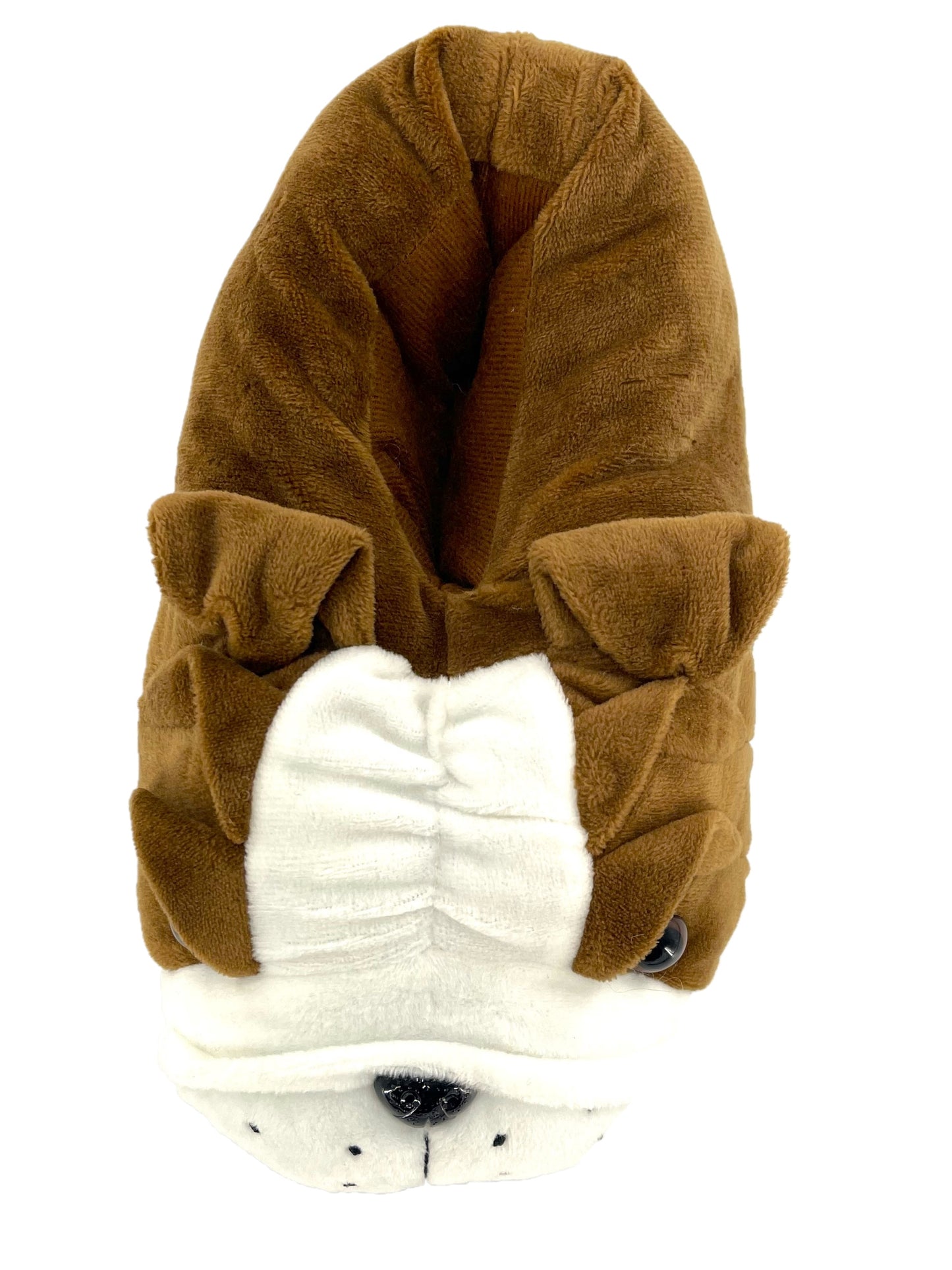 Men's Bulldog Slippers Novelty 3D Brown and White Plush