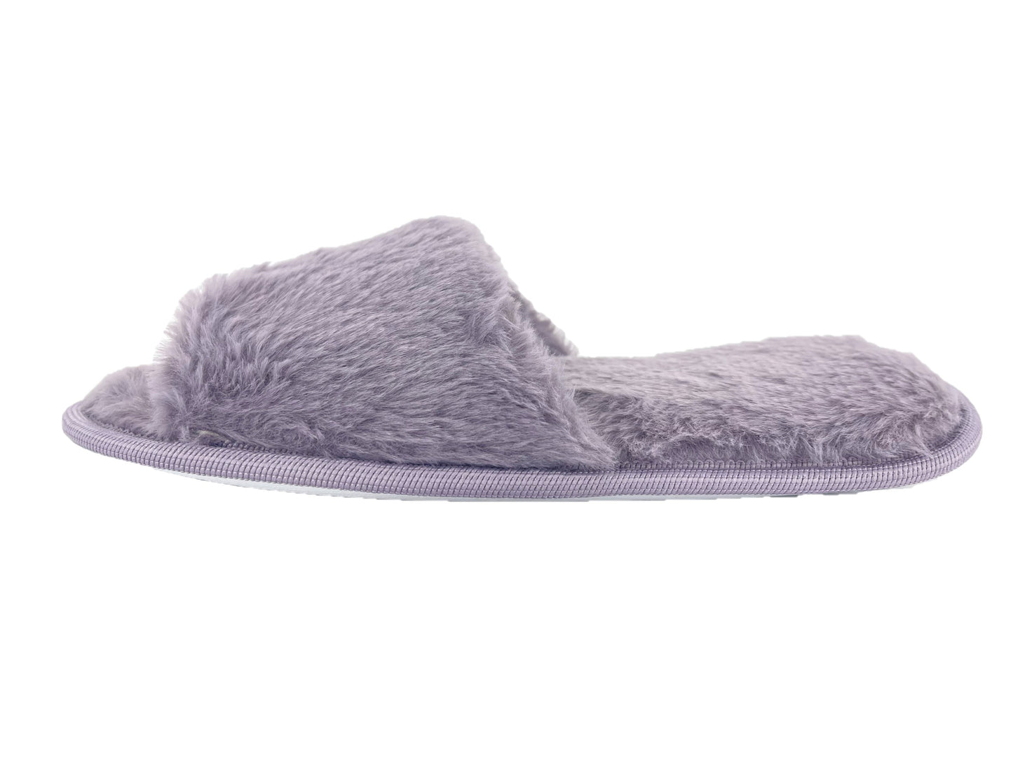 Ladies Faux Fur Open Toe Mule Slider Slippers