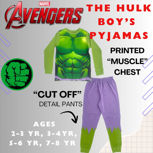 Incredible Hulk Boys Pyjamas, Costume Design Marvel Avengers 2-8 Years