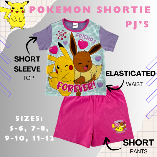 Pokémon Girl’s Shortie Pyjamas 5-12 Years PJ
