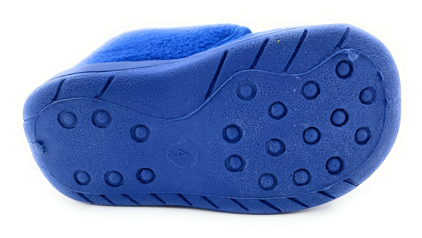 Toddler Boys Blue "Beep" Car Design Fleece Easy Close Bootie Slippers