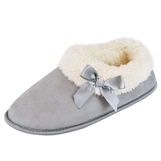 Ladies Sherpa Fleece Lined Demi Boot Bootie Slippers