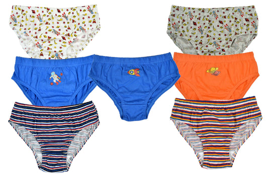 7 Pairs Boys Briefs Cotton Blend Space Patterned Underpants 2-8 Years Available