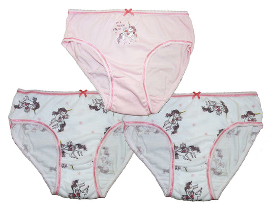 Girl's 3 Pack Unicorn Cotton Knickers