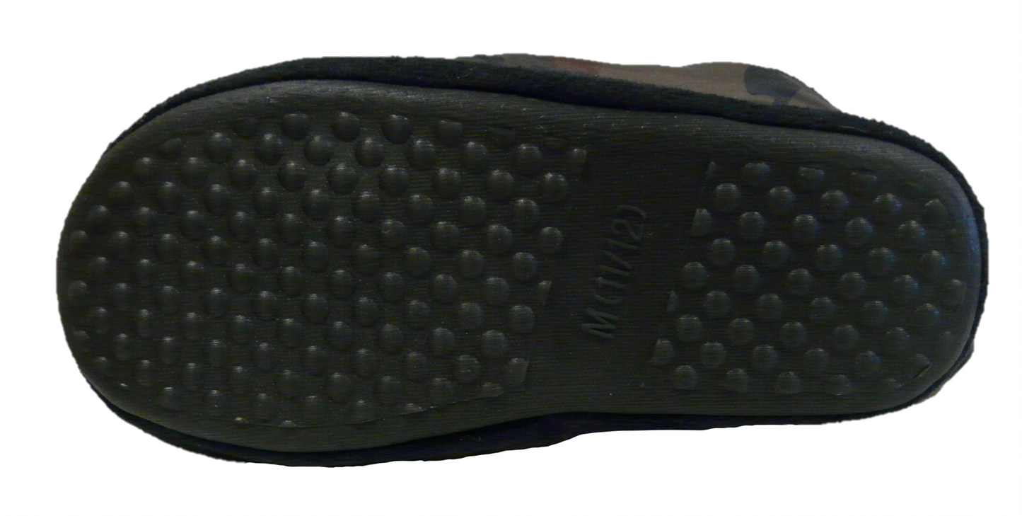 Boys Camo Quilted Mule Slippers – Indoor Slip-On Shoes, Brown or Green, UK 9-12