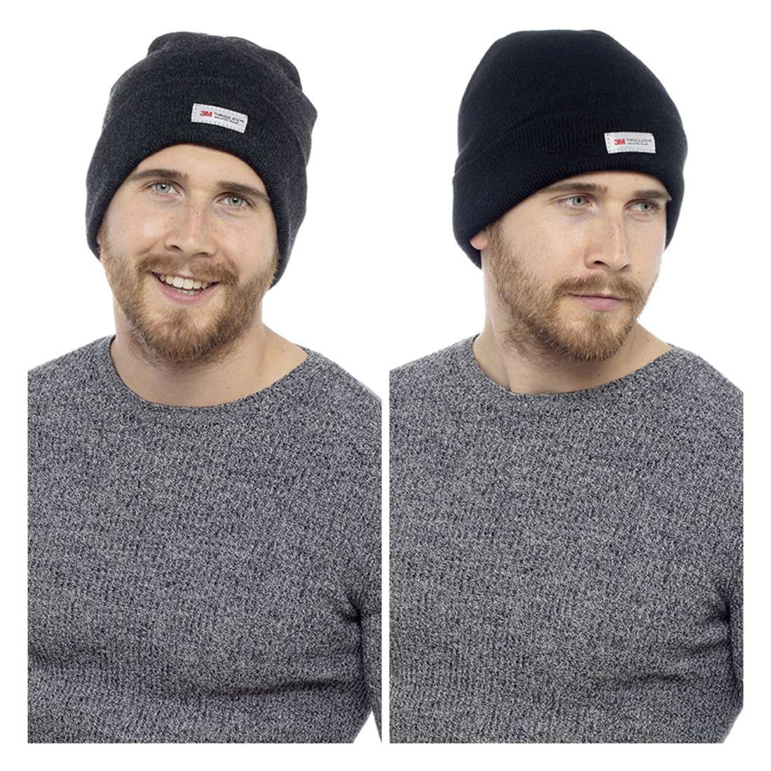Mens 3M Thinsulate Thermal Winter Hat - Choose Either Grey or Black