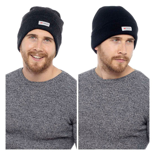 Mens 3M Thinsulate Thermal Winter Hat - Choose Either Grey or Black