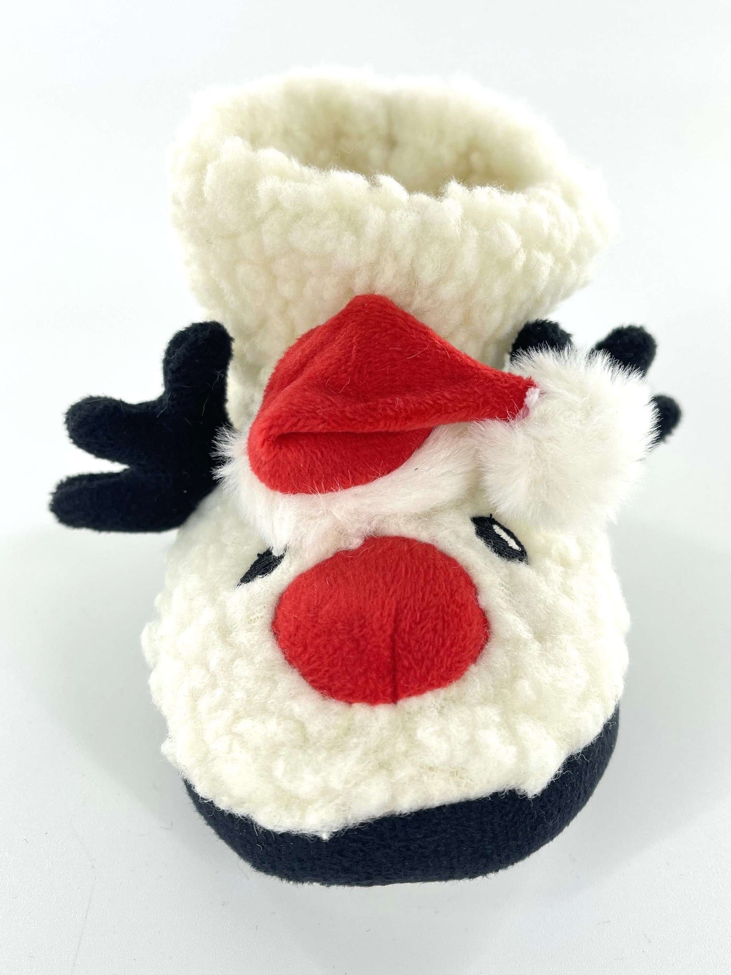 Toddler Christmas Slippers Boys Girls Rudolph with Santa Hat Design Faux Sheepskin