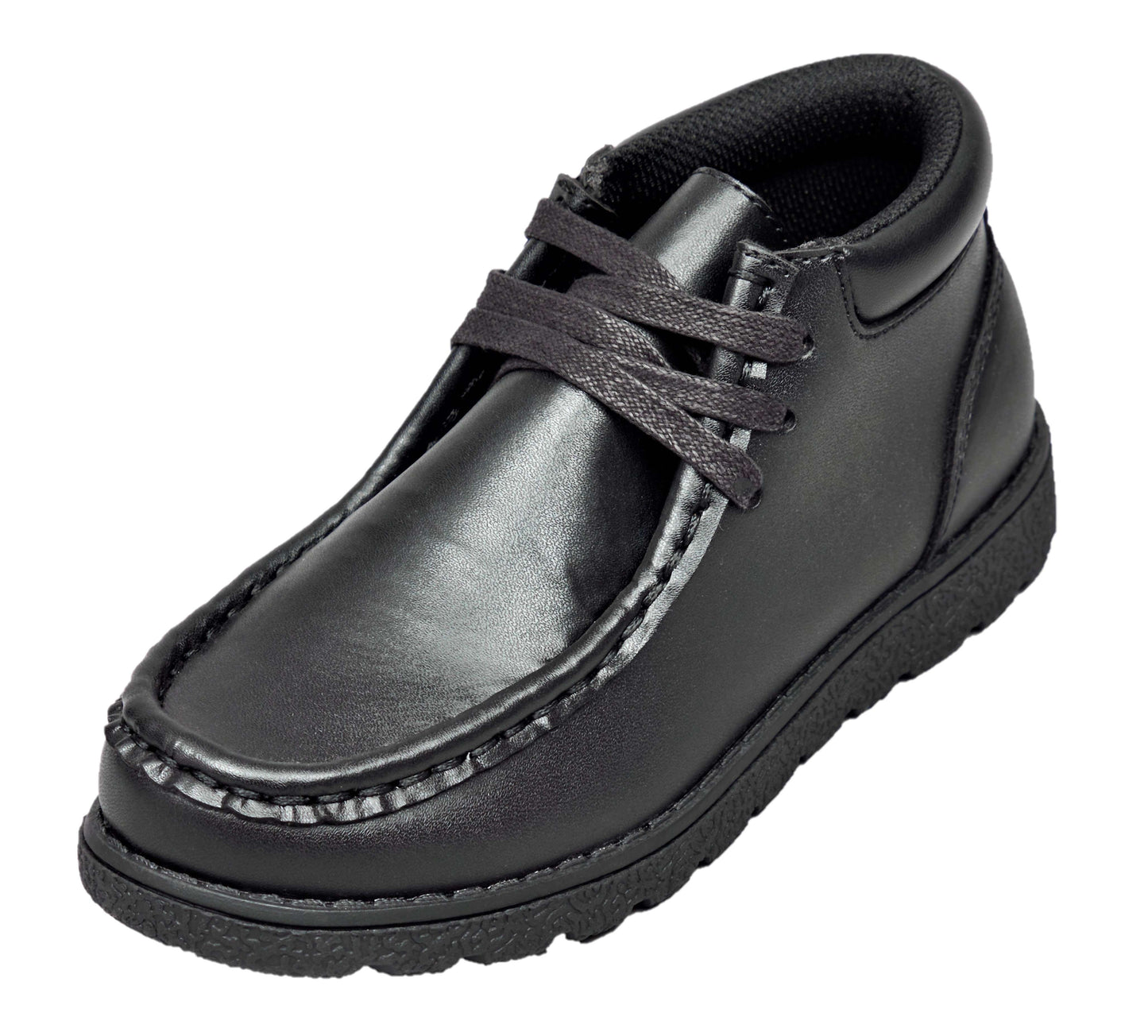 Boys' Black Lace-Up High Top School Shoes – Sizes 13 to 5, Synthetic Upper
