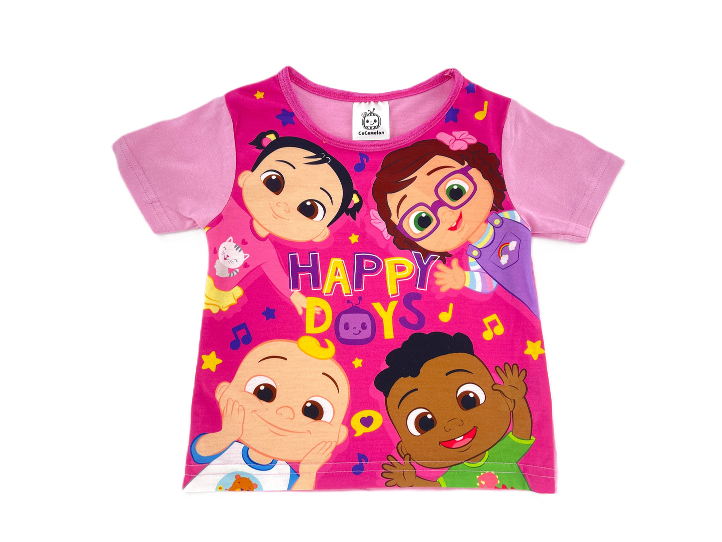 CoComelon Girls Pyjamas Summer Shortie Pink Cotton PJs "Happy Days" Bella Cece Cody JJ