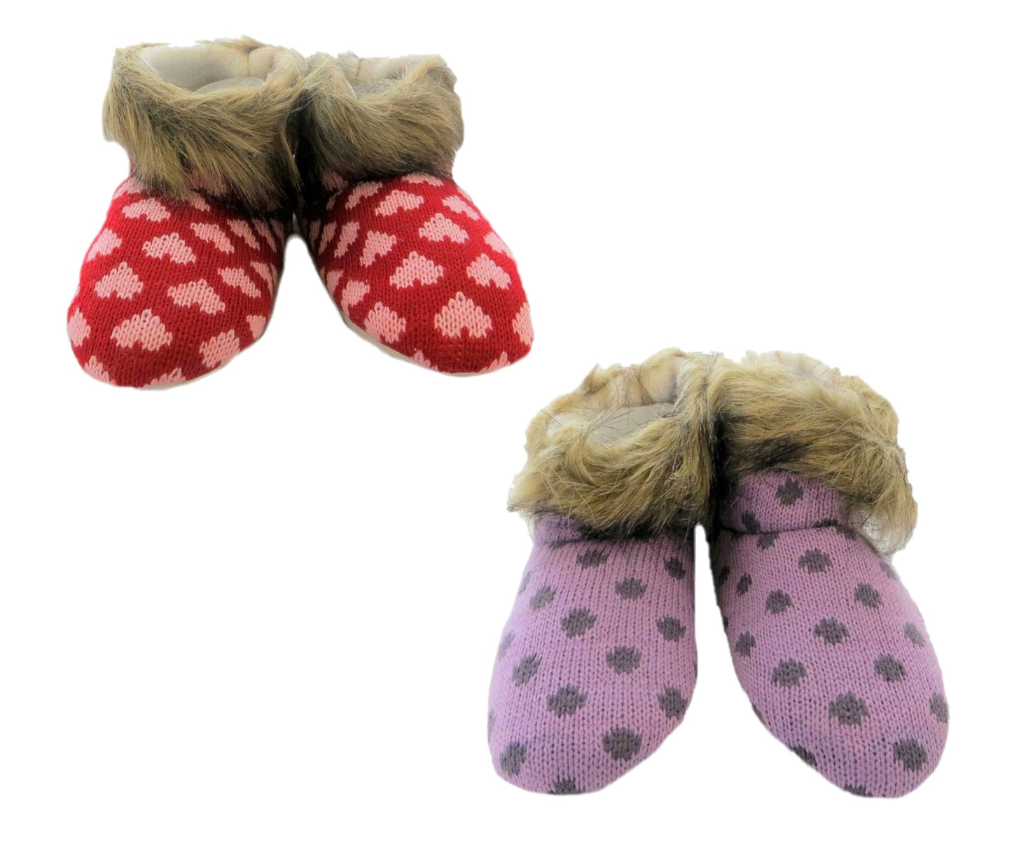 Girl's Faux Fur Trim Bootie Style Slippers 2 Colours Sizes 9-3 Available