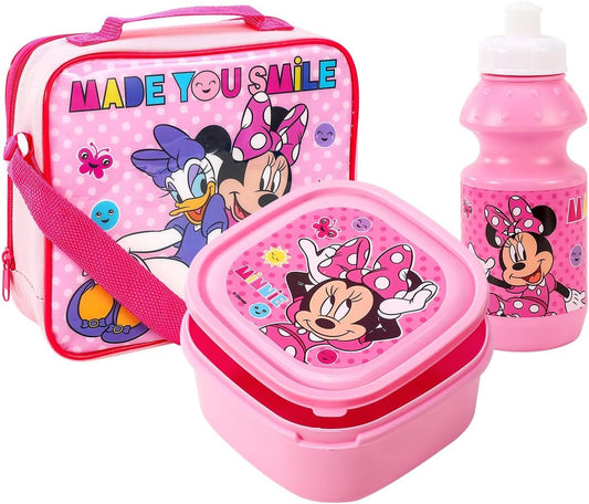 Minnie Mouse 3Pc Lunch Set, Lunch Bag, Plastic Bottle, Storage Container School Day