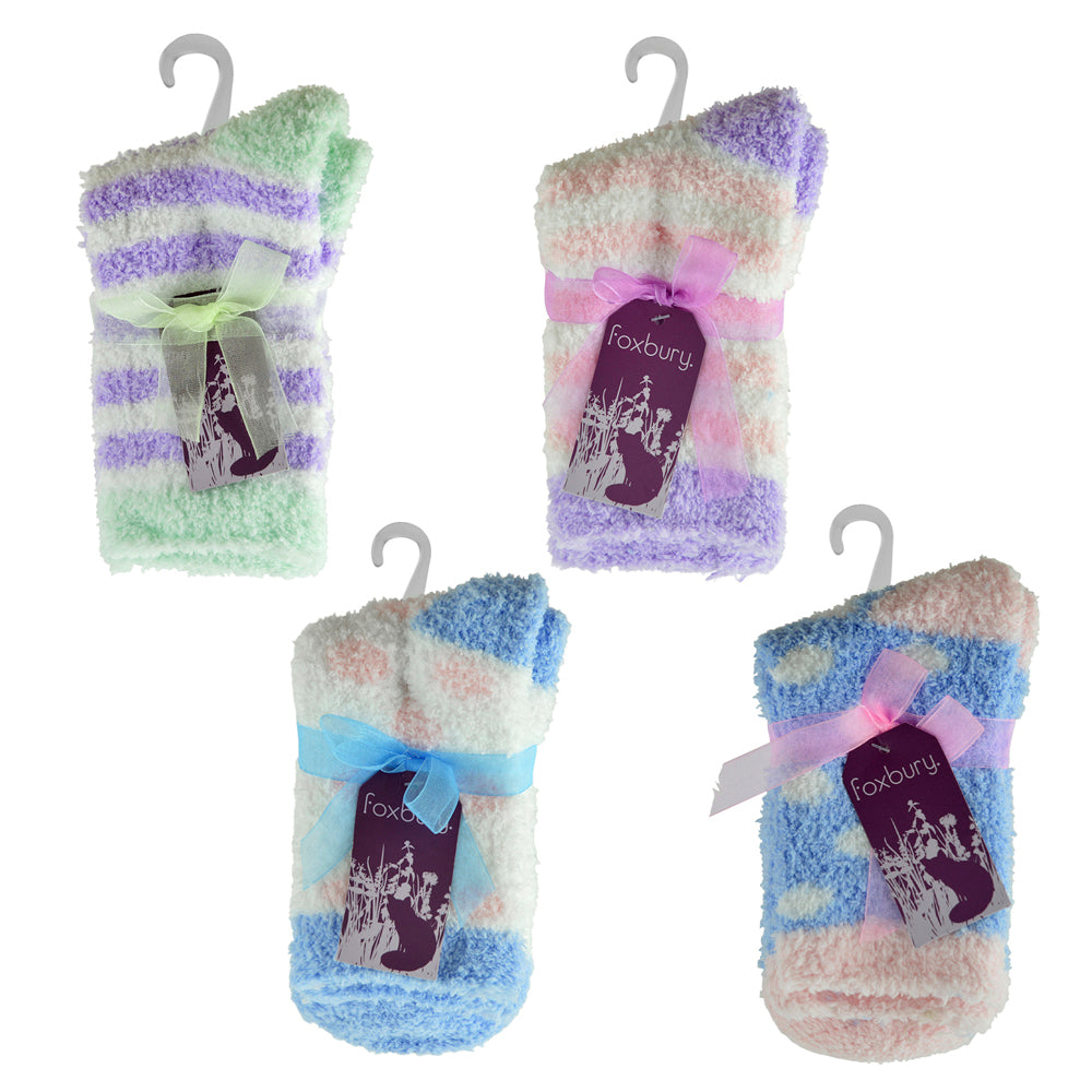 Ladies Snow Socks 4 Pack - Soft Fluffy Lounge Socks for Bed & Relaxation