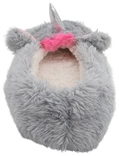 Grey 3D Unicorn Sherpa Lined Ballet Slippers.