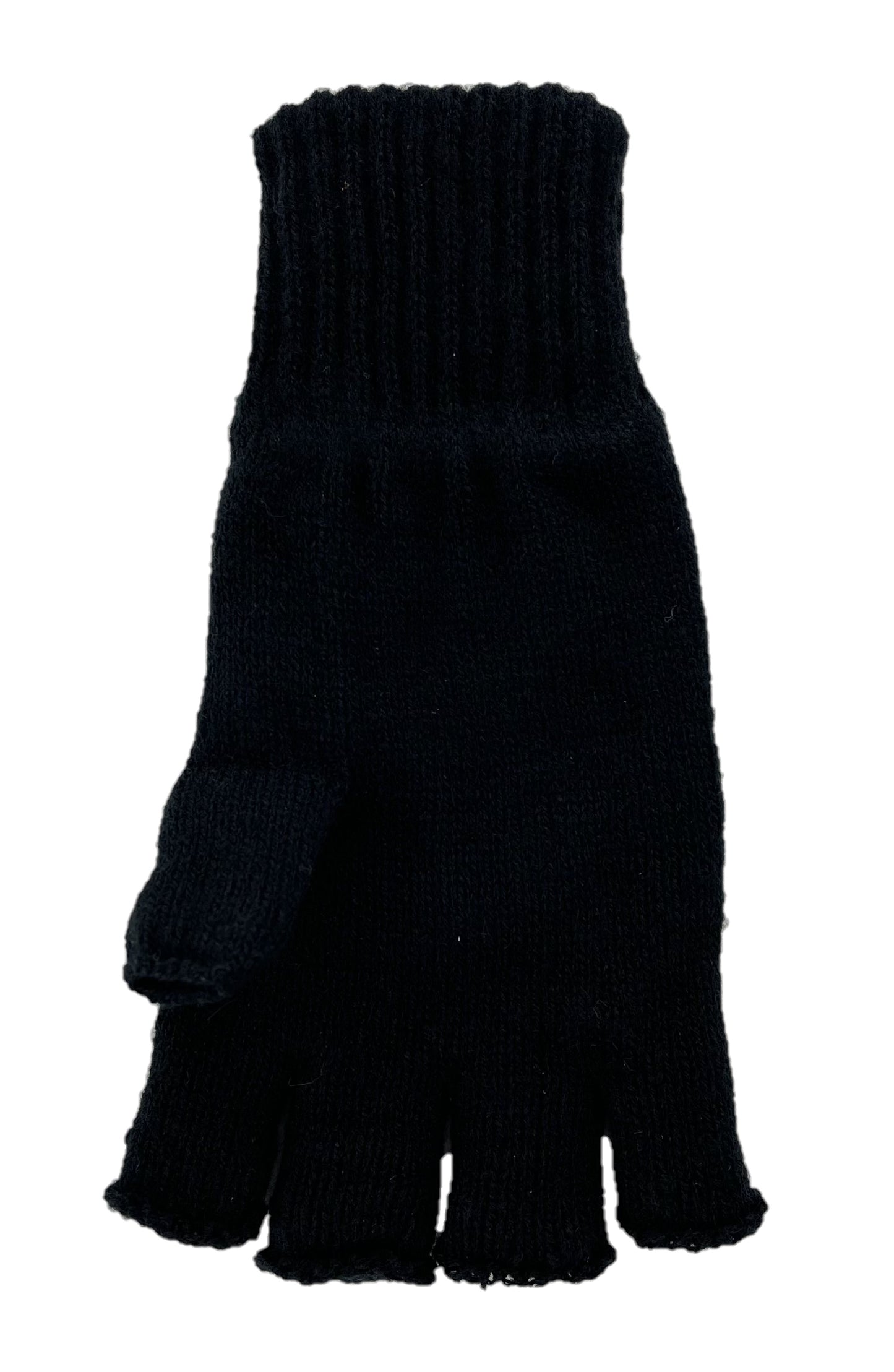 Men's Fingerless Gloves Black Knitted Thermal 3M Thinsulate-Lined