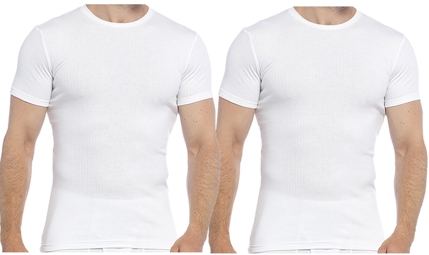 Mens Thermal Short Sleeve Vest 2 Pack White T Shirt Ribbed 0.45 TOG Sizes M-XXL
