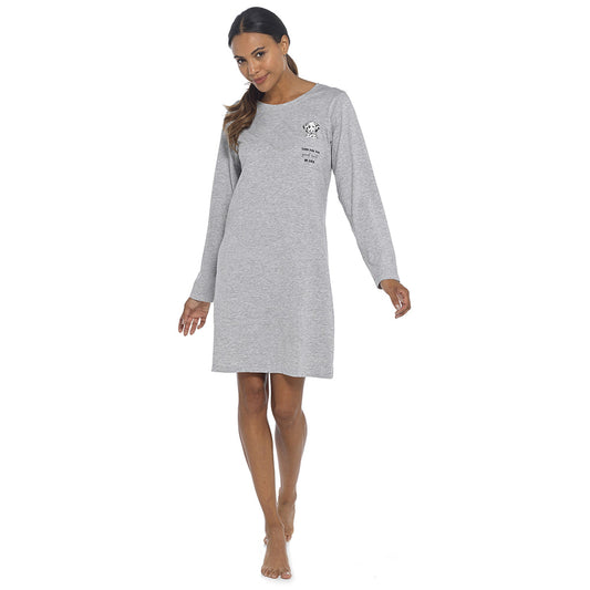 Ladies Cotton Nightie Dalmatian Design Grey Long Sleeved Soft Jersey Nightdress - Look for the Good Spots in Life