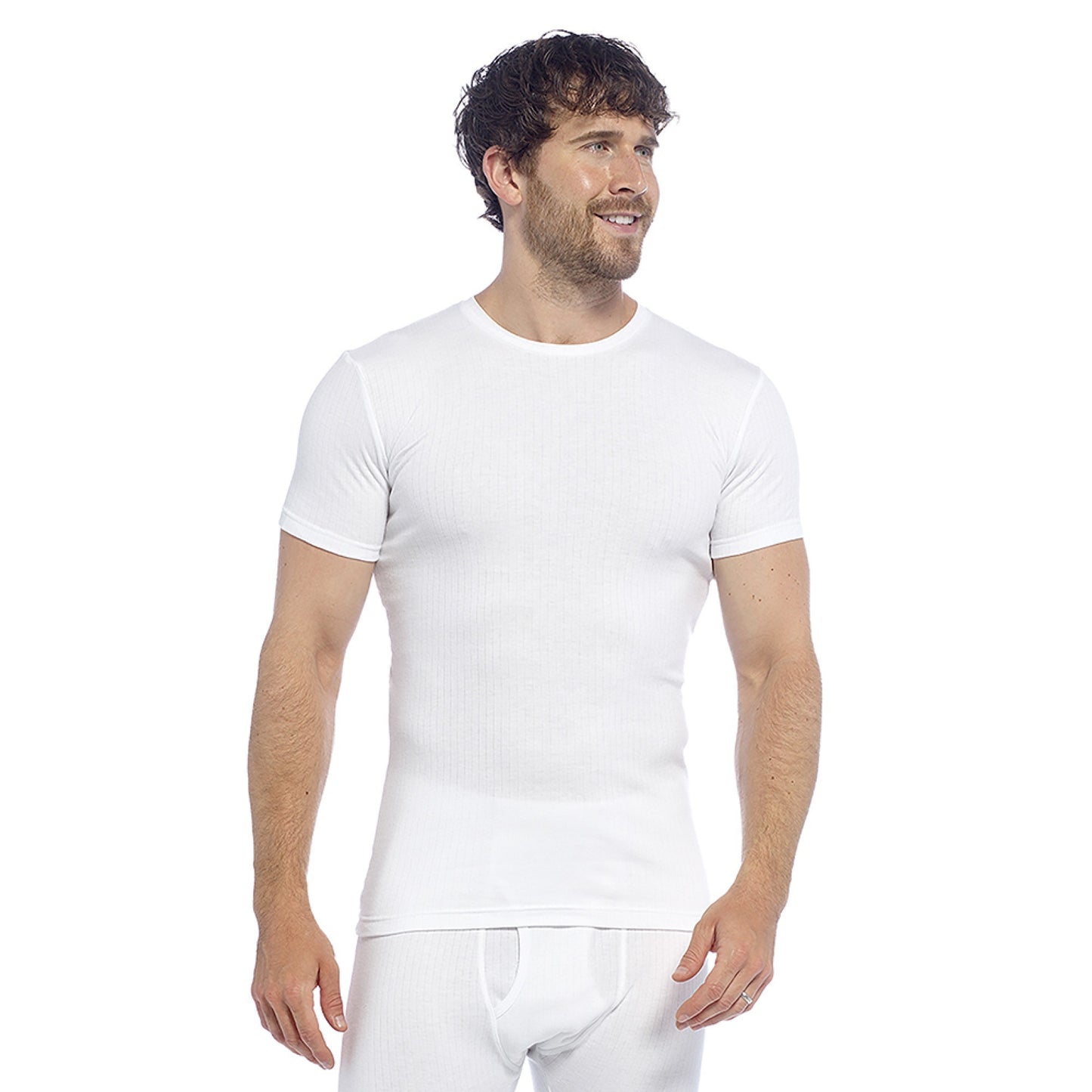 Mens Thermal Short Sleeve Vest 2 Pack White T Shirt Ribbed 0.45 TOG Sizes M-XXL