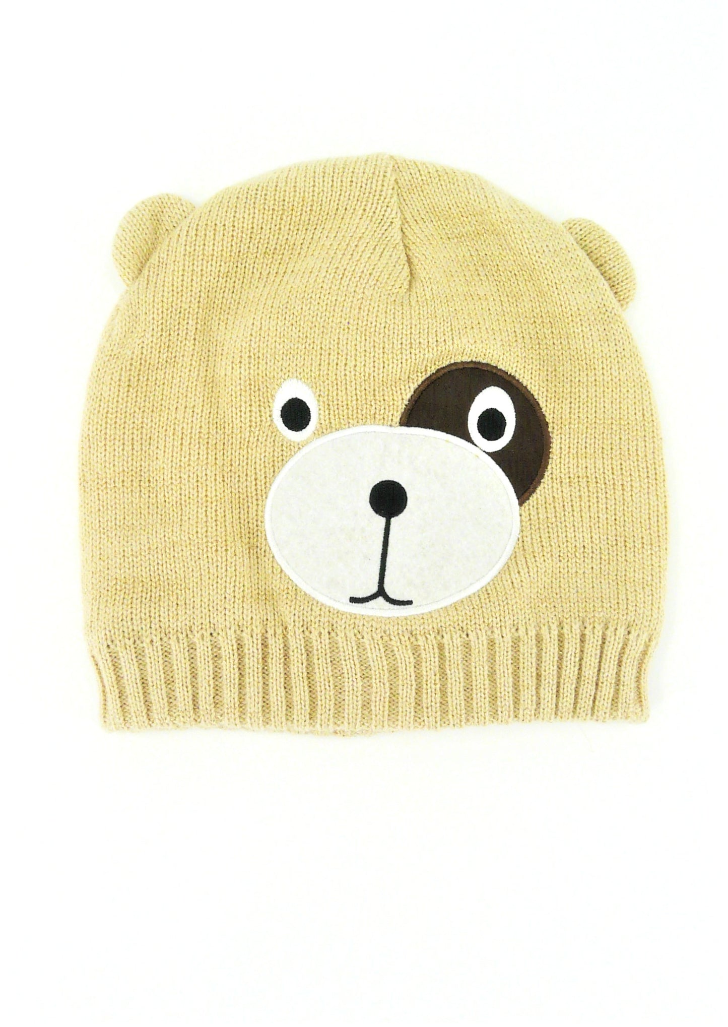 Girls Beanie Hat Teddy Bear Face Knitted Winter Different Colours