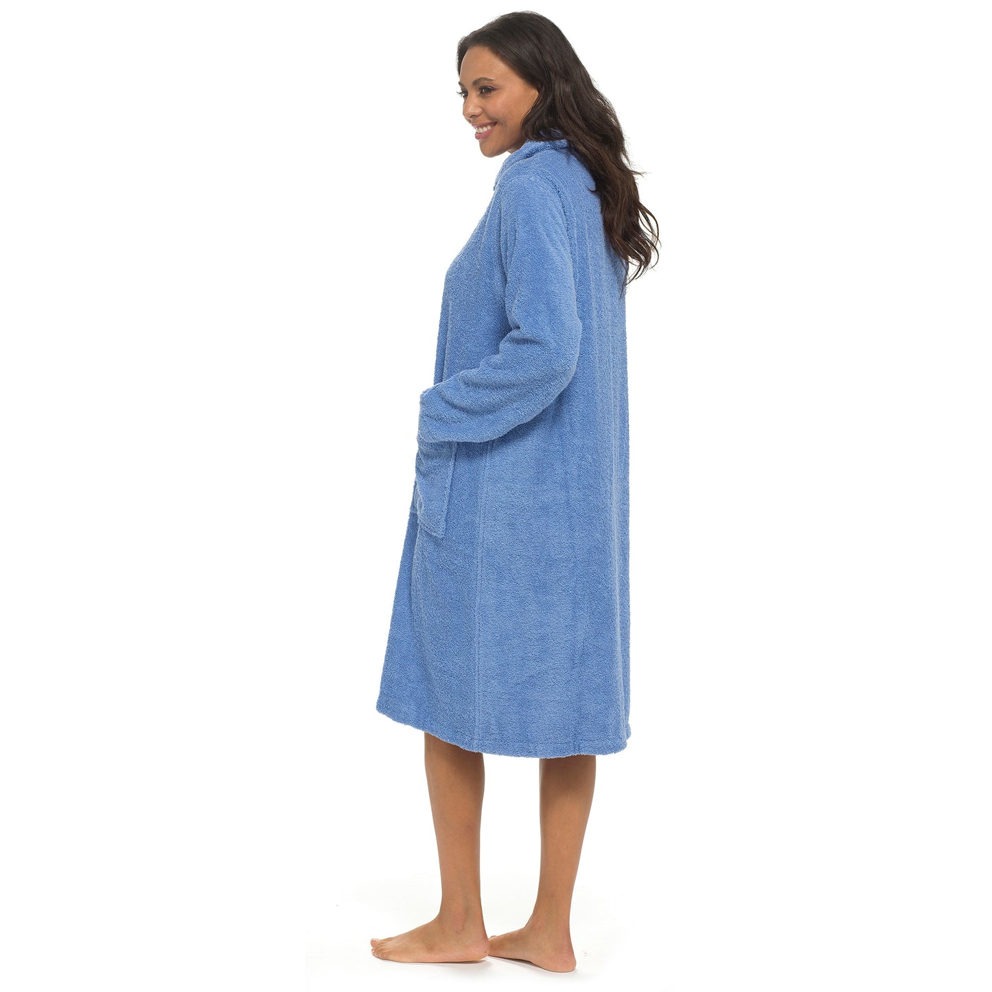 Ladies 100% Cotton Terry Towelling Zip Up Bath Robe Dressing Gown House Coat