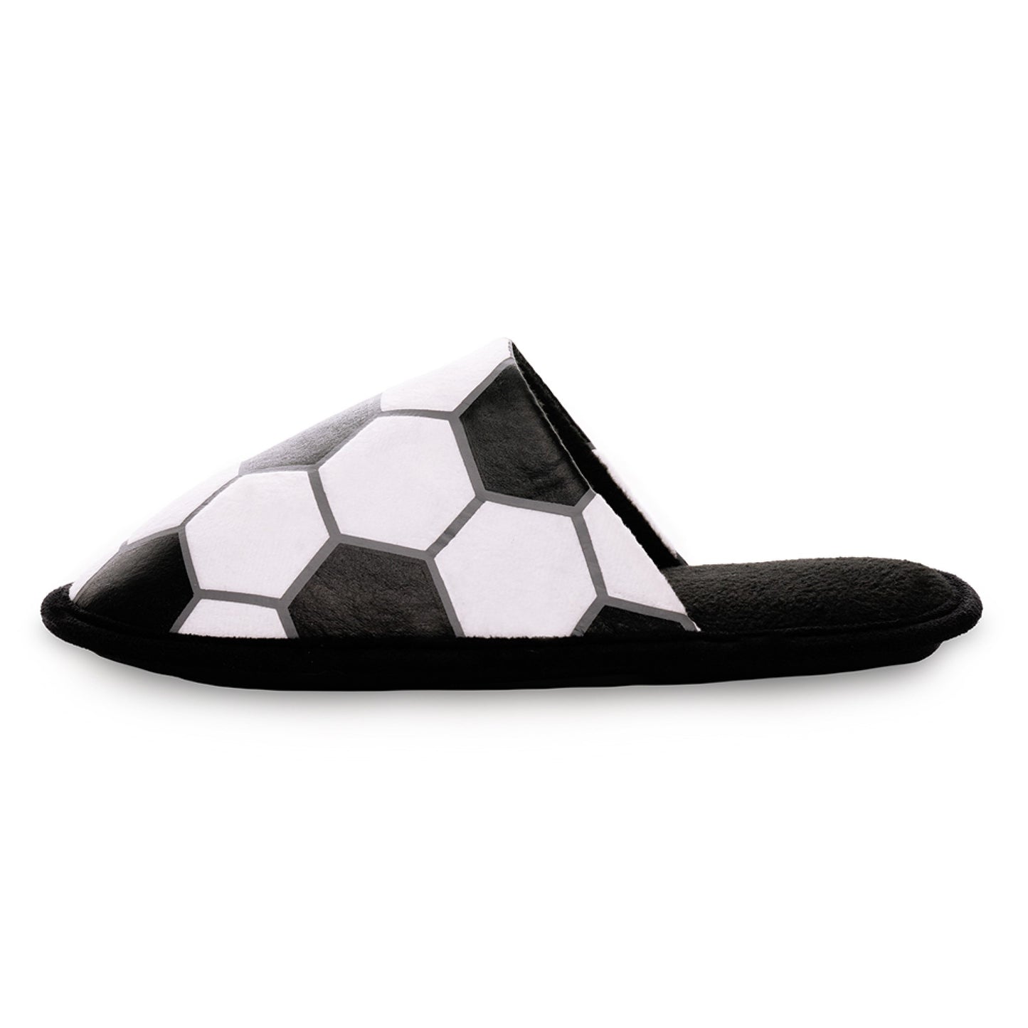 Men's Football Mule Slippers Black and White Soccer Ball Design Slip-On