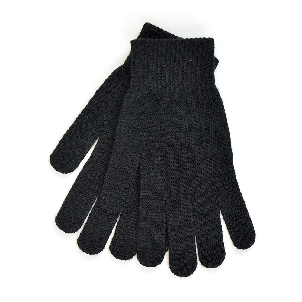 Mens Black Thermal Magic Stretch Knitted Gloves - 2, 4 or 6 Pair Packs