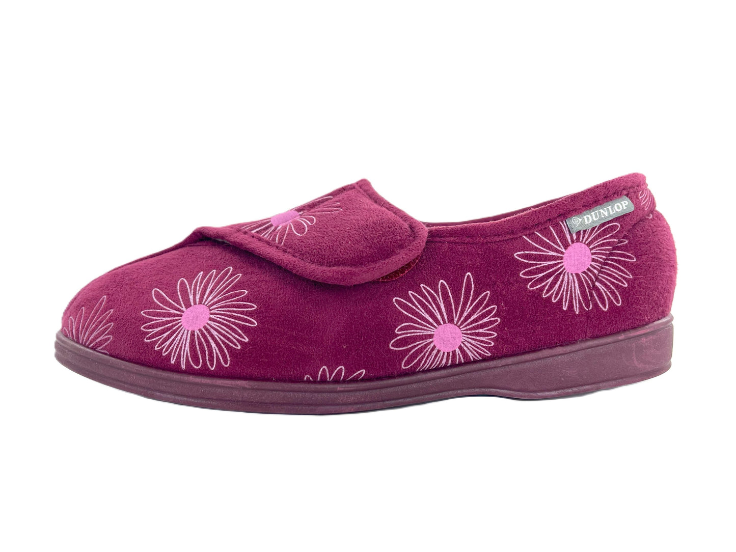 Dunlop Ladies' Memory Foam Slippers Daisy Print - Easy Access - Adjustable Strap - Machine Washable - UK 3-8 - Blueberry or Plum