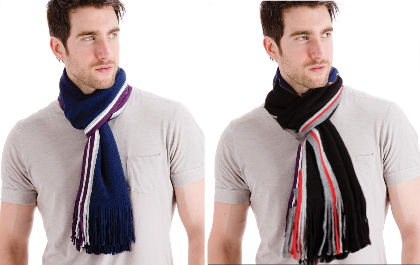 Men's Scarf Striped Coloured Soft Knit  - Ideal Gift Idea