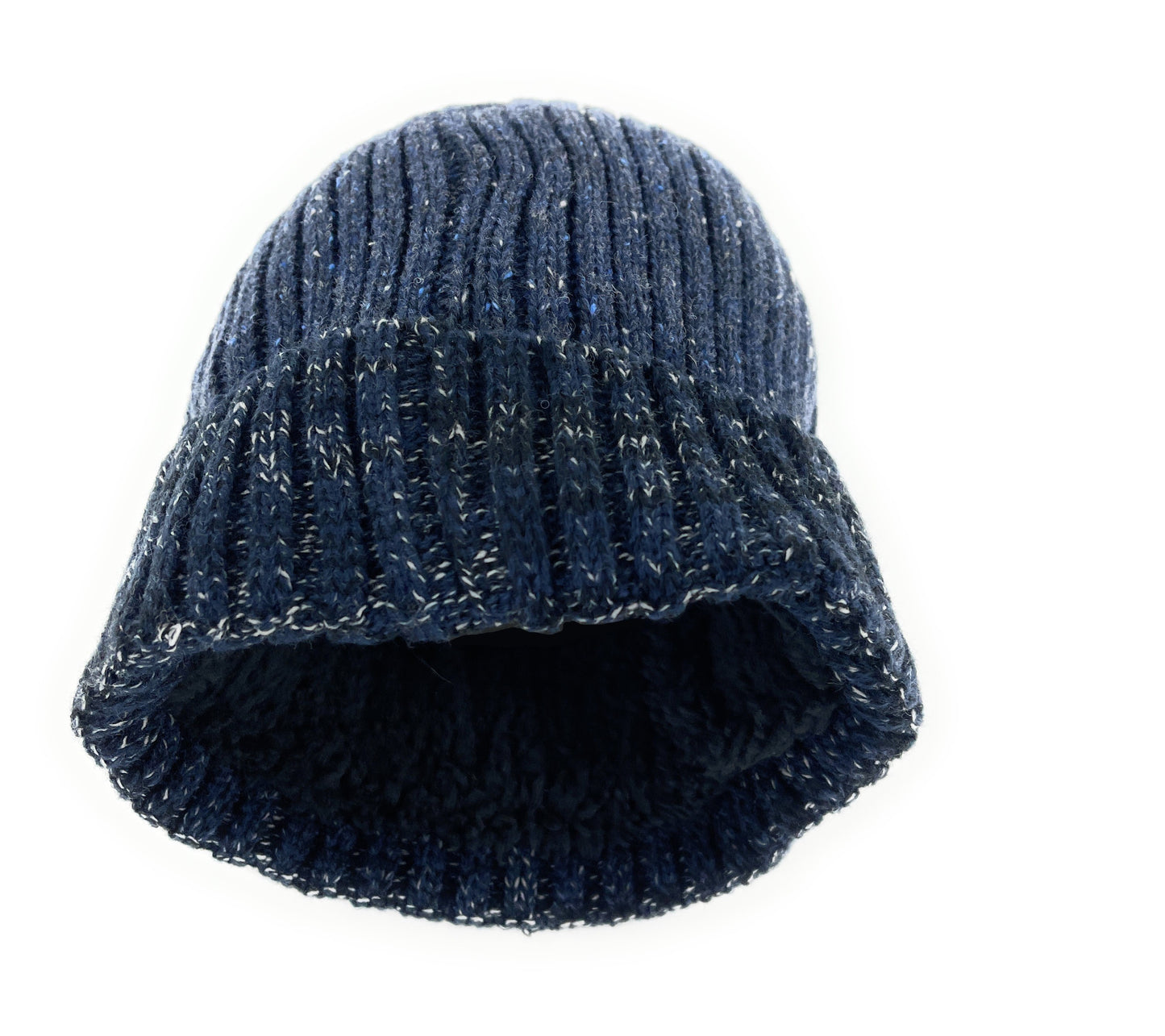 Mens Wool Blend Faux Fur Lined Ribbed Knitted Beanie Hat