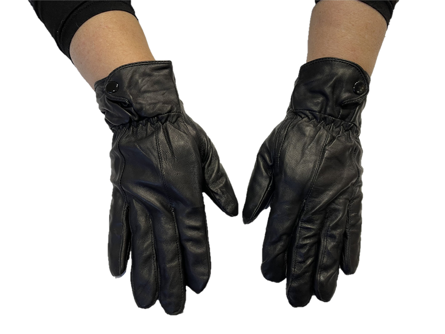 Ladies Black Leather Gloves Women's Soft Warm Lined Winter
