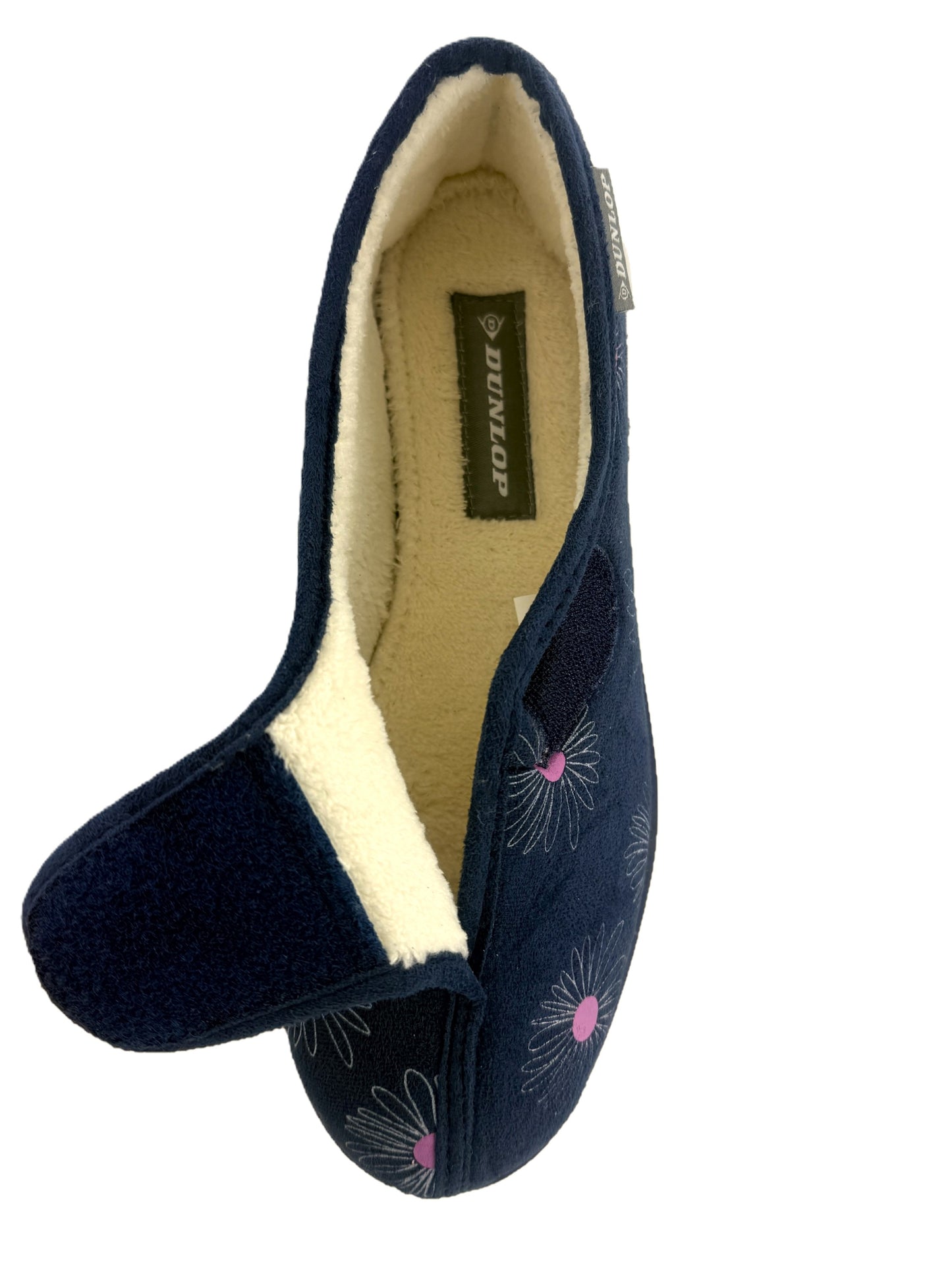 Dunlop Ladies' Memory Foam Slippers Daisy Print - Easy Access - Adjustable Strap - Machine Washable - UK 3-8 - Blueberry or Plum