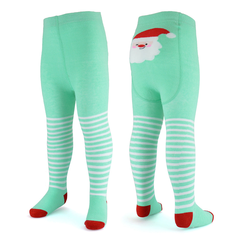 Baby Girls' Cotton Rich Santa and Reindeer Christmas Tights 2 Pack
