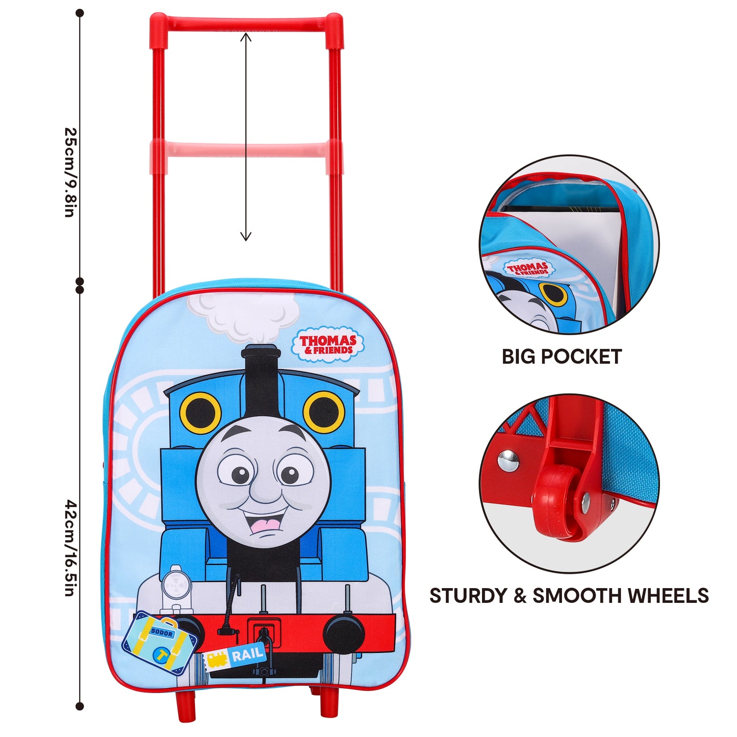 Thomas The Tank Engine Blue Wheeled Trolley Bag